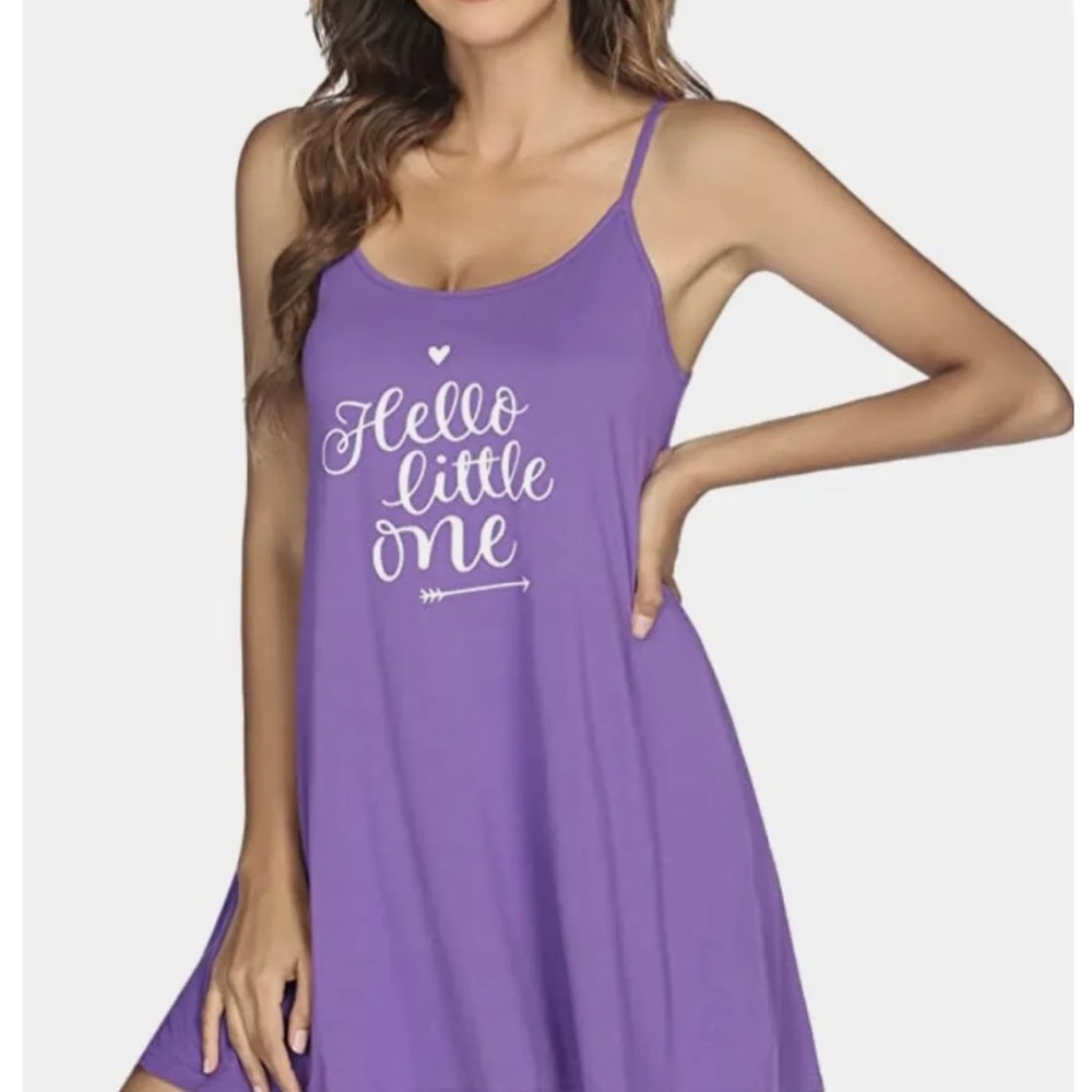 Ekouaer Nightgown Women Sexy Sleepwear Soft Spaghetti Strap Nightdress Size L